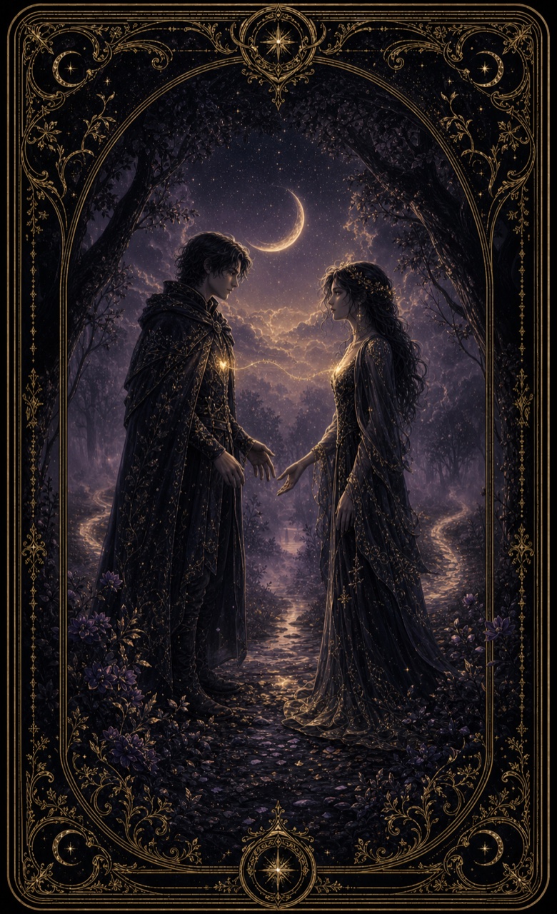 Die Liebenden, mystische Tarotkarte