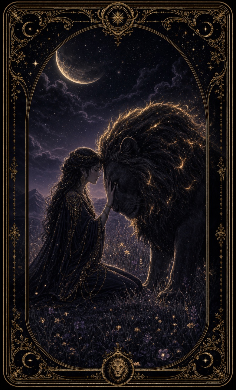 Die Kraft, mystische Tarotkarte