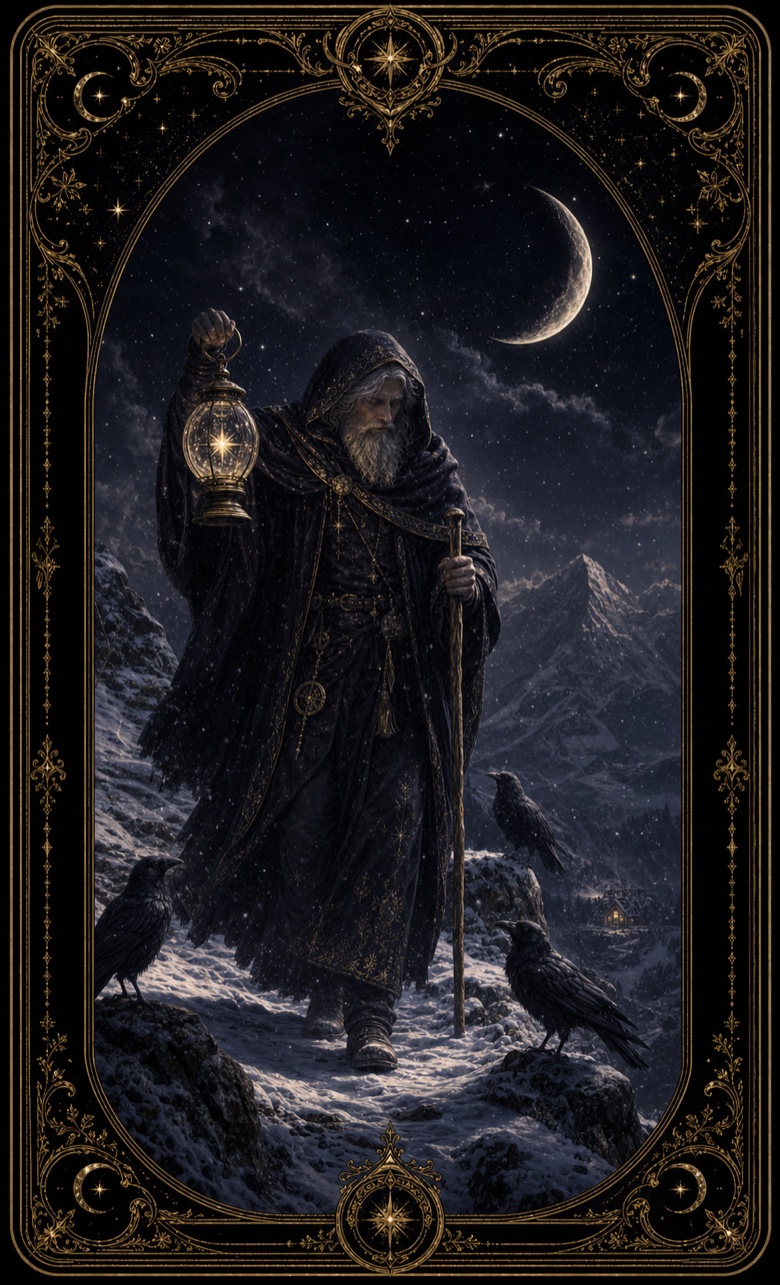 Der Eremit, mystische Tarotkarte